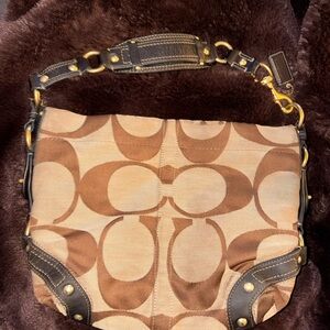 Coach Carly Tan and Brown Hobo Bag